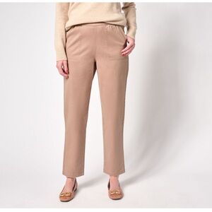 Denim & Co Easy-wear Twill straight leg pull on ankle pant